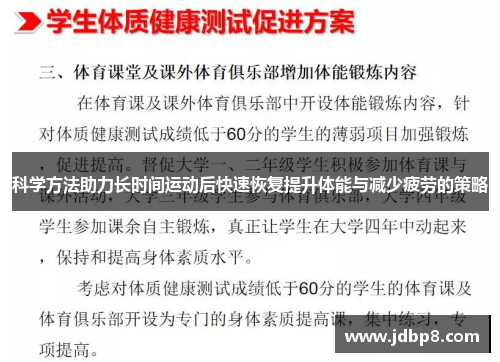 科学方法助力长时间运动后快速恢复提升体能与减少疲劳的策略